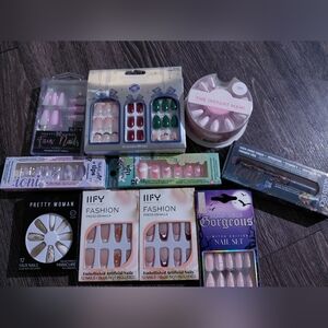 Assorted Press-On Nail Sets - Pink, Green, Red, Nude
